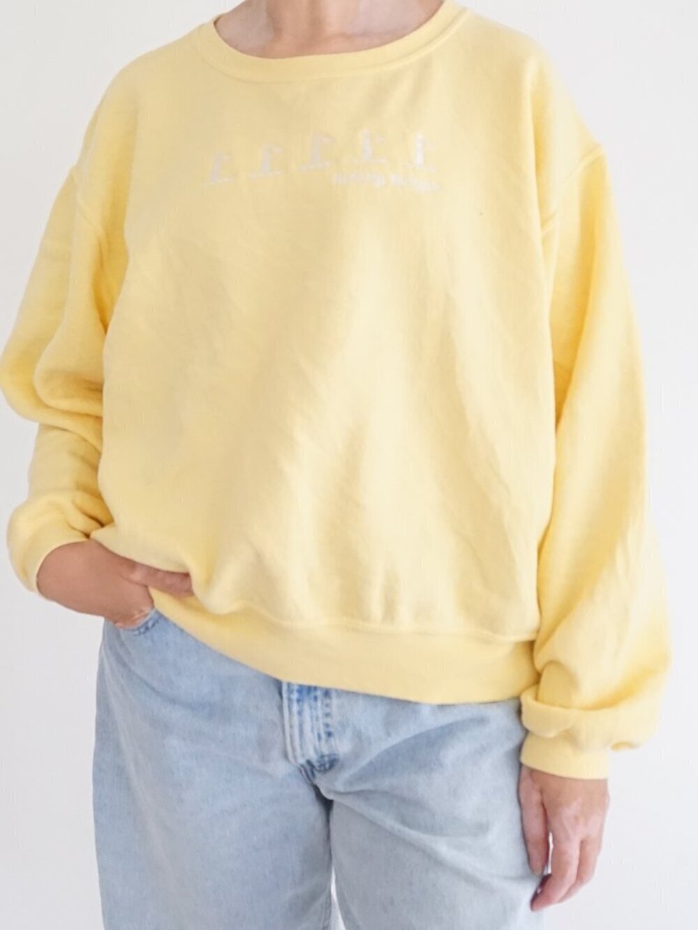 Vintage Gitano Yellow Lighthouse Graphic Cotton Blend  Sunny Sweatshirt 2XL